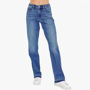 Judy Blue Mid Rise Release Hem Straight leg Jeans